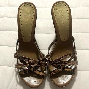BCBGeneration Brown Leopard Strap Mule Sandals
